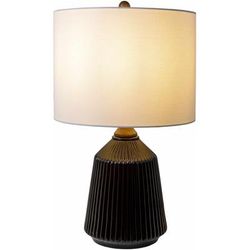 Tramutola 26"H x 15"W x 15"D Modern Black/White/Metallic - Nickel Table Lamp - Boutique Rugs