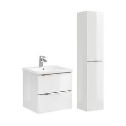 Set di mobili da bagno con lavabo effetto legno bianco 60cm
