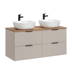 Mobile bagno doppio lavabo effetto legno beige 120cm