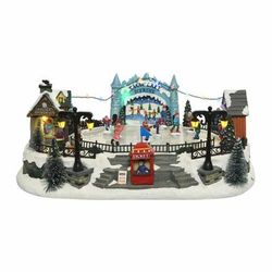 Villaggio di natale con musica, luci e movimento in poliresina