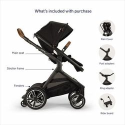 Nuna DEMI Next Stroller with Rider Board + DEMI Grow Bassinet with Stand + PIPA urbn Travel System B