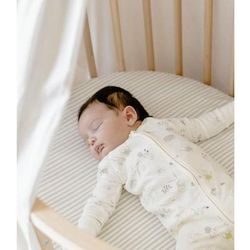 Stokke Sleepi Fitted Sheet Bed by Pehr - Stripped Away Pebbles
