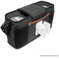 WonderFold Small Parent Console with 2 Insulated Cup Holders - Volcanic Black