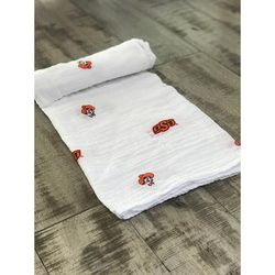 Three Little Anchors College Swaddle Blanket - Oklahoma State Cowboys