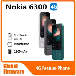 Nokia 6300 4G Feature Phone Dual SIM KaiOS Wifi Multilingual 2.4 Inch FM Radio Bluetooth Rugged Mobile used phone
