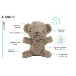 Happiest Baby Snoo Bear II 3-in-1 White Noise Lovey - Cream