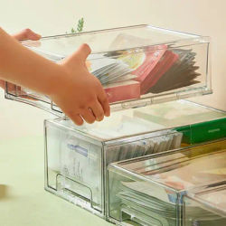 High Capacity Transparent Acrylic Storage Box Cosmetic Makeup Organizer Fridge Classification Pantry Cabinet with Drawers