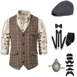 Anni Ruggenti Anni 1920 Retrò Vintage Abiti Gilet Set di accessori Gentiluomo Costume Per uomo Halloween Carnevale Capodanno Festa / Sera Mascherata Vigilia di Capodanno Adulti Cravatta Gilet Altri