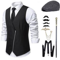 Anni Ruggenti Anni 1920 Retrò Vintage Abiti Gilet Set di accessori Gentiluomo Costume Per uomo Halloween Carnevale Capodanno Festa / Sera Mascherata Vigilia di Capodanno Adulti Cravatta Gilet Altri