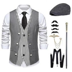 Anni Ruggenti Anni 1920 Retrò Vintage Abiti Gilet Set di accessori Gentiluomo Costume Per uomo Halloween Carnevale Capodanno Festa / Sera Mascherata Vigilia di Capodanno Adulti Cravatta Gilet Altri