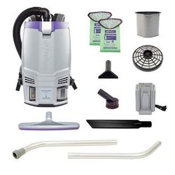 ProTeam GoFit 6 Cordless 4Ah 6 qt. Commercial Backpack Vacuum 107783 with Xover Multi-Surface Two-Piece Wand Tool Kit 107098