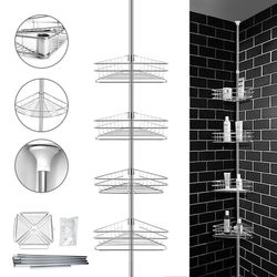 TEMU Bathroom Shelf Telescopic Shower Shelf 190-310cm Corner Shelf Shower Corner Shower Shelf 4 Shelves, Utility Racks