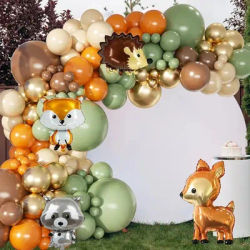 1 ensemble thème forêt animaux de la Jungle ballon guirlande arc ensemble vert marron ballon forêt Animal unisexe fête fournitures Jungle Decora