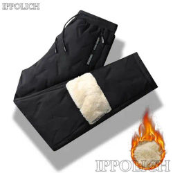Winter Running Pant Cashmere Thicken Fleece Windproof Sweatpants Men Joggers Cotton Warm Pants Male Waterproof Thermal Trousers
