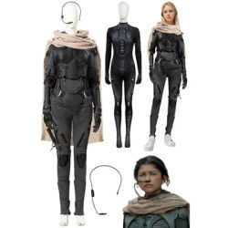 Chani Cosplay Fantasy Cloak Costume Movie Dune 2 Roleplay Women Outfits Jumpsuit Gloves Set Female Halloween Party Suits