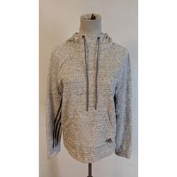 Adidas Tops | Adidas Women Sz S Hoodie Sweatshirt Speckled Gray N Off White Stripe Sleeves N | Color: Gray | Size: S