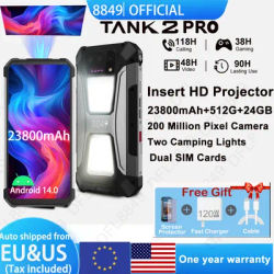8849 Tank 2 PRO Projector Rugged Smartphone Android 2.4K 24GB 512GB 100MP Camera 23800mAh 120W Dual Sim OTG Phone