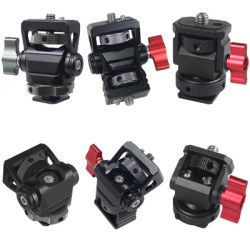 Mini support de montage pour moniteur, tête de trépied avec adaptateur de montage pour chaussure froide, pivotant et inclinable réglable pour lampe de remplissage de Microphone Flash