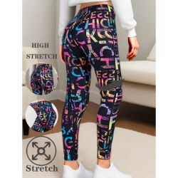 Graffiti Casual Leggings Printed Women's Leggings High Stretch Fitness Exercise Yoga Pants Brushed Sexy Nine Point Pencil Pants