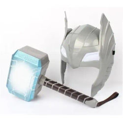DisneyAnime Creative Luminous Sounding Thor Hammer Mask Thor Action Doll Cosplay Thor Luminous Mask Toy Gift Animation Accessory
