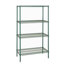Quantum Food Service WR63-1842P 42" NSF 4-Tier Epoxy Coated Wire Shelf Kit - 18"W, 63"H, Green