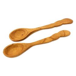 Cedar serving spoons, 'Earth Harmony' (pair)