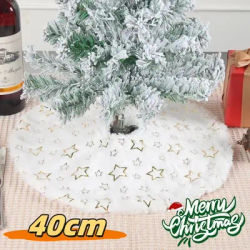 Mini jupe d'arbre de Noël rouge et blanc, tapis, couverture en polymères, démontrent de neige, décoration