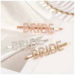 Rose Gold Glitter Rhinestone team Bride Hair Clip Hairpin Bridal shower Wedding Bachelorette hen night Party decoration gift