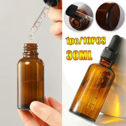 Amber Glass Dropper Bottle Tamper Evident Pipette Eye Ear Drop, 30ml