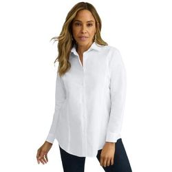 Plus Size Women's Wrinkle-Free Stretch Poplin Shirt by Jessica London in New White (Size 28 W) Button Down Blouse