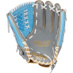 Rawlings Liberty Advanced 12.5" Basket Web Pitcher/Outfielder Fastpitch Softball Glove - Right Hand Throw Grey/Columbia/Gold