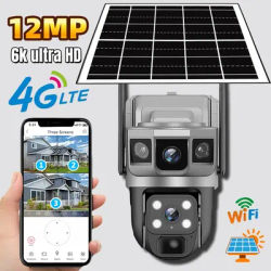 Solar Camera 4G SIM Card WiFi Wireless Network 360 IP 8MP 4K HD CCTV Battery Dual Lens Outdoor Smart Home Security Surveillance