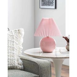Shcheglovo 12"H x 10"W x 10"D Cottage Blue/Pink/White/Translucent Table Lamp - Boutique Rugs
