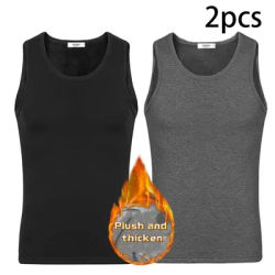 2pcs Men Thermal Underwear Man Sleeveless Vest Autumn WinterThermo Lingerie Men's Warm Top