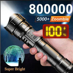 KDULIT Strong Light LED Flashlights Zoomable USB Rechargeable with Power Display Outdoor Camping Hiking Emergency Lantern