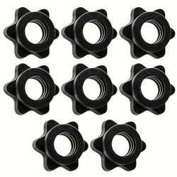 TEMU 8pcs Pvc Dumbbell Hex Nuts, Star-shaped Anti-slip Barbell Clamps For Safe Weightlifting, Compatible With Barbells And Dumbbells, Shockproof Strength Training Accessories, Black