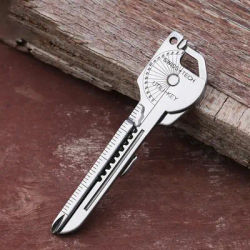 Multifunctional Keychain EDC Cutter Knife Angle Ruler Rope Cutter Scale Bottle Opener Emergency Keychain Gadget Tool