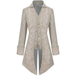 Punk Gotico Medievale Rinascimento Cappotto Giacca Frac Principe Nobile Costume Per uomo Reale Stile Steampunk Halloween Mascherata Evento / Festa Mascherata Adulti Cappotto