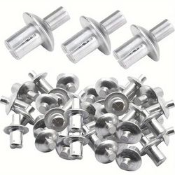TEMU 100pcs Aluminum Alloy Push-in Rivets - Premium Polished, Strong Hold Hammer-in Rivet Assortment For Easy Installation, Durable & Corrosion-resistant