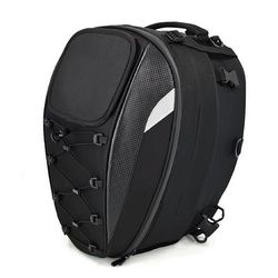 TEMU Fastrider Black Motorcycle Tail Bag With - Expandable Lycra Backpack For Helmet And Gear Storage, Ideal For Electric Bikes, Tail Bag Storage|modern Motorcycle Gear|durable Zipper Closure