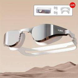 TEMU 1 Pair Of Sleek Silicone Swimming Goggles With Hd Clarity - Waterproof, Adjustable Strap, Design For , Ideal For Swim Training & Water Sports, Black Frame