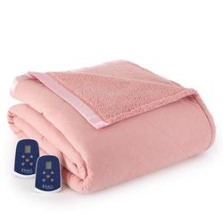 Micro Flannel Sherpa Electric Blanket by BrylaneHome in Frosted Rose (Size QUEEN)