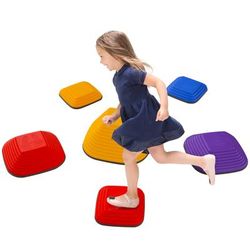 TEMU Balance Stepping Stones For Kids, 6pcs Non-slip Stackable River Stones, Obstacle Courses For Balance & Motor Skills, Indoor Outdoor Sensory Toy Gift For Kids Aged 3-8