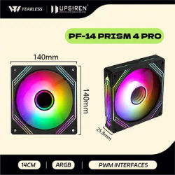 UPSIREN PF-14 PRISM 4PRO Computer Chassis Fan 140mm ARGB 4 Pin PWM Quiet Cooling Fan 12V Large Air Volume 47.2CFM/650-1800RPM