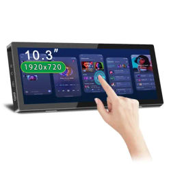 Touchscreen 10.3 Inch Portable Monitor 1920*720 Long Bar Monitor IPS Dual Speakers HDMI Type-C for Mac Laptop, PC,Switch, Phone