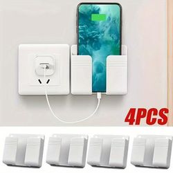 TEMU 4pcs Wall Mount Phone Holders With Adhesive & Remote Control Holder - Ideal For Home And Office Use, Phone Stand