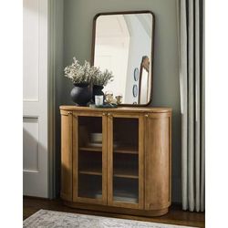 Alappuzha 35"H x 41"W x 15"D Tan/Clear Cabinet - Boutique Rugs