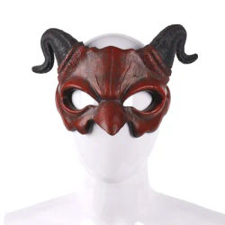 Halloween Half Face PU Horn Devil Mask Cosplay Mask Carnival Party Props Stage Show Accessories
