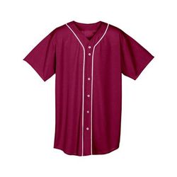A4 NB4184 Athletic Youth Short Sleeve Full Button Baseball Jersey T-Shirt in Cardinal size Large | Polyester Blend A4NB4184