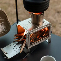Mountainhiker Portable Wood Firewood Square Stove, Stainless Steel, Outdoor Fireplace Picnic Hiking Camping Wood Burning Stove